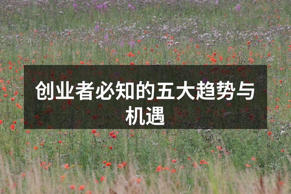 创业者必知的五大趋势与机遇